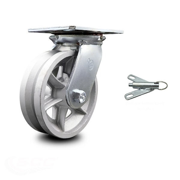6 Inch Heavy Duty V Groove Semi Steel Caster with Ball Bearing and Swivel Lock